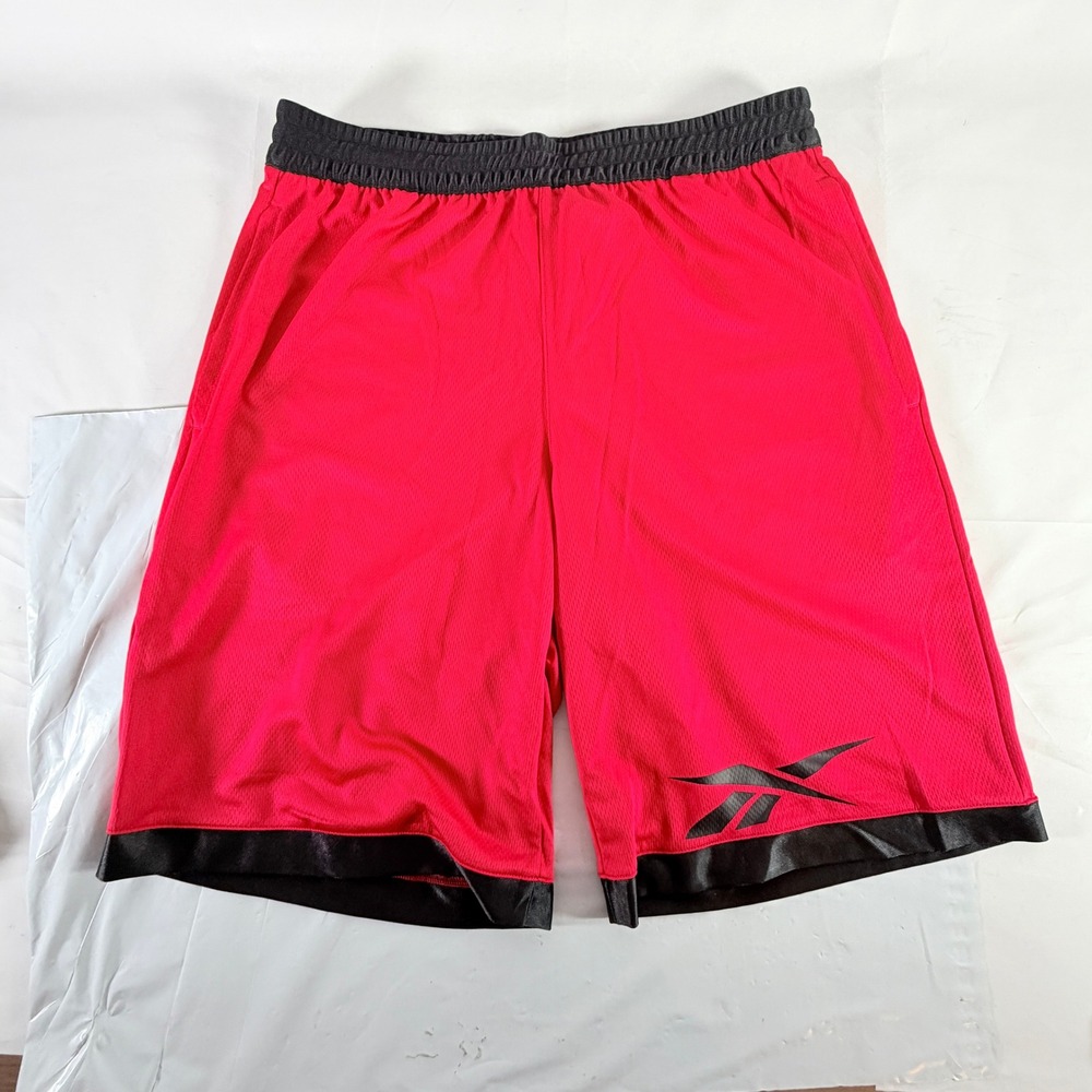 Reebok Men Court Basketball Shorts Vector Red Mesh Gym Training Athletic M NWT